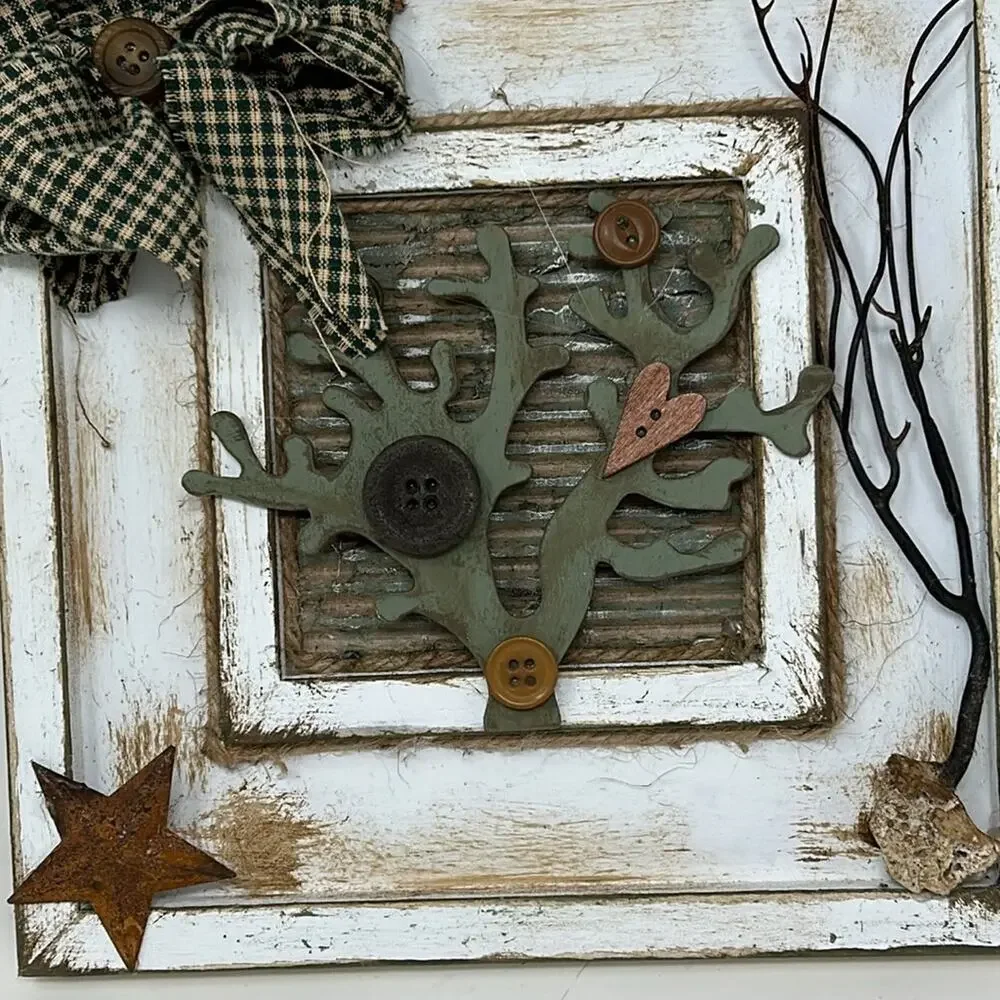 Handmade Distressed Wood Tree Rustic Farmhouse Decor in Frame